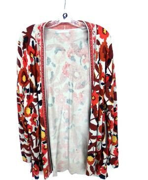 Daniel Rainn Women's Boho Open Front Fall Arty Long Sleeve Cardigan Size Large